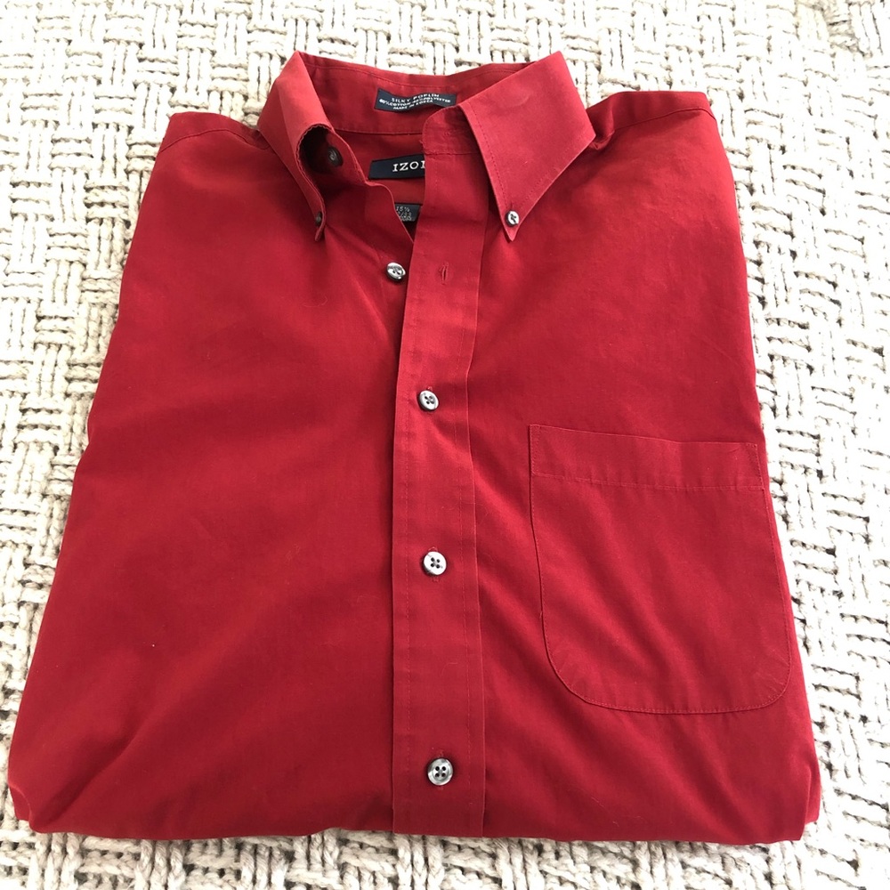 🆕 IZOD SILKY POPLIN DRESS SHIRT IN RED
